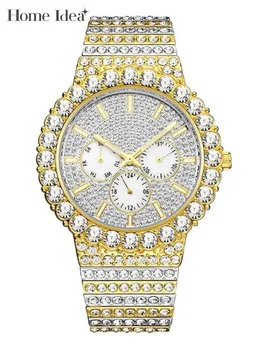 Кристал Диамант Хип-Хоп Многофункционални Мъжки кварцов часовник Дизайнерски модни часовници