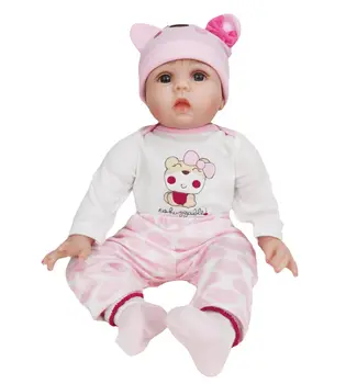 Кукла-реборн 50-55 см, розова кукла за цялото тяло, мека силиконова имитация на изражението на лицето кукла, играчка за растежа на детето, детски подарък за рожден ден