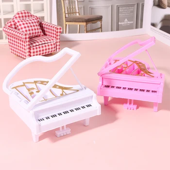 Куклена къща 1: 12 Миниатюрна Бяла Изискан модел на Пиано, модел на музикалния инструмент за куклена къща, аксесоари за играчки