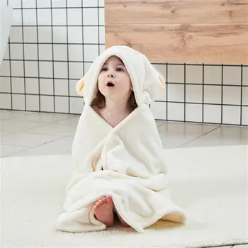 Купальное кърпа с Пухкава Анимационни модел, Водопоглощающее Детско Банное одеяло от коралов руно С качулка За плажа