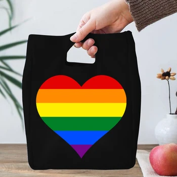 ЛГБТ Трансгендерная Гордостта на Сърцето Чанта За Обяд на Жените и Мъжете Охладител Топло Изолирани Чанти За Хранене Дъгова Лгбт-чанта За Обяд на Гейовете И Лесбийките