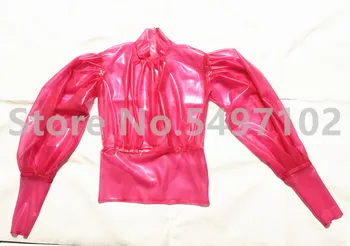 Латексный гащеризон с ръчно изработени, блузи, дамски блуза, Свободни топове и с ластик, цип отзад, по поръчка