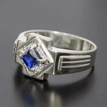 Лесен нов Луксозен Персонализирани женски комплект пръстени с тъмно-сини скъпоценни камъни 2023 Новост
