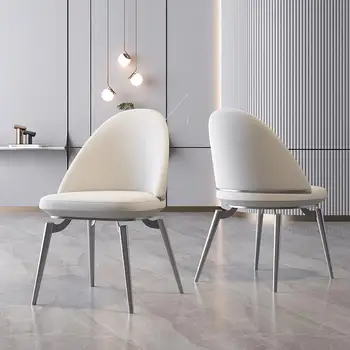 Лесно Луксозно домашно дизайнерски стол от естествена кожа за разговори в Мрежата, Скандинавски Модерен, Лесен за хранене на стол с облегалка за ресторант