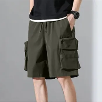 Летни Нови Реколта работни панталони с големи джобове, Мъжки Свободни преки гащички в стил Харадзюку, модни дрехи Y2k, Мъжки ежедневни панталони