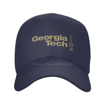 Логото на Georgia Tech с графичен лого на марката, висококачествен деним, шапка, вязаная капачка, бейзболна шапка