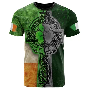 Лятна Мъжка Ирландската тениска в Деня на Св. Патрик с 3D Принтом, Модерен Случайни Уличен Пуловер с къс ръкав и кръгло деколте, Дрехи Големи Размери