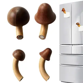 Магнит за хладилник с гъби, 4 бр. дървени магнити с гъби, магнит за хладилник, дървен магнит с гъби, скъпа дървена стикер за кухня-хладилник