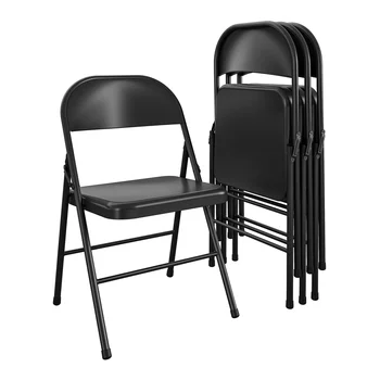 Маса за хранене Mainstays, steel сгъваем стол (4 бр.), Черен мебелен акцент, Съвременен уличен стол и маса