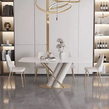 Маса за хранене в италиански стил, лесно лукс, комбинация от правоъгълен маса за хранене и столове в модерен стил минималистичном