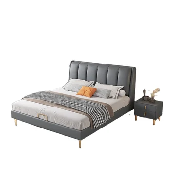 Масивна дървена рамка, кадифе памучен легло с двойно легло queen size king Size