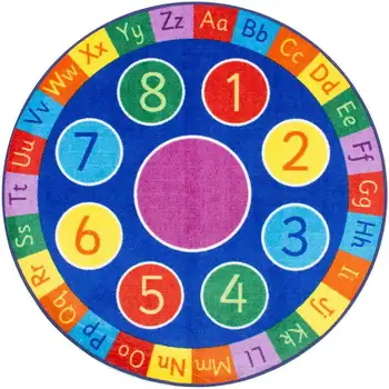Мат с цифри кръгове, 5 ', Синьо, Начало декор, луксозен модерен дизайн, Изработени по поръчка килим Inuyasha, Дълъг килим от Капибары, Дом 
