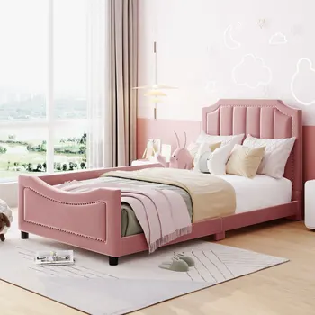 Мека кушетка двоен размер, Бебешко легло, Канапе ярки цветове, с класически таблата райе, подходящ за спални, детски