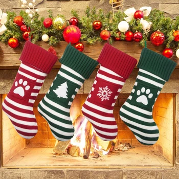 Меки и удобни Коледни Чорапи, Празничен дизайн във формата на снежинки, терлици, за Елхи, Украса за камината, парапети