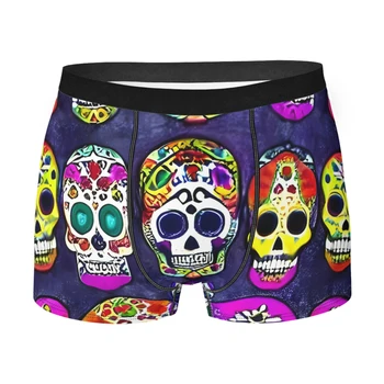 Мексикански Захар черепа, Мъжки слипове-боксерки, бельо, Ден на мъртвите, Мексикански Череп, много дишащи секси къси панталони, с високо качество, подарък