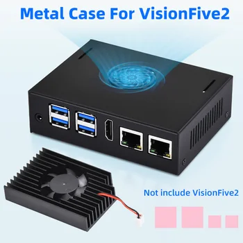 Метален Корпус VisionFive5 Клас на защита IP30, Вграден Вентилатор за охлаждане, Силикон радиатор за таксите, VisionFive2