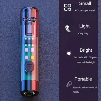 Мини мощен фенерче със силно магнитно работен брелком за ключове Преносим Водоустойчив фенер за къмпинг с UV фенерче