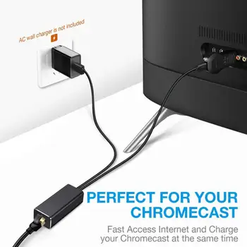 Многофункционален мрежов адаптер Micro USB за връзка с RJ-45, 100-метров адаптер за Chromecast /TV Stick, мрежов адаптер