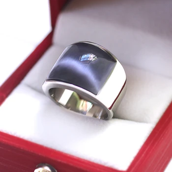 Модерен голям камък, котешко око, Луксозни дизайнерски титанов пръстен от неръждаема стомана за мъже и жени, брачни халки, бижута, аксесоари, подаръци