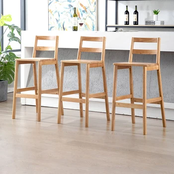 Модерен интериор за Бар стол от масив дърво за кухненски мебели Дизайн на облегалката продуктова столове Индивидуален Проста мебели Stuhl