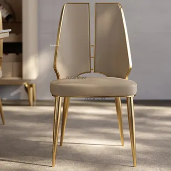 Модерен кът за стол от изкуствена кожа за кухненски мебели, на облегалката на обедната стола, Творчески лампа, луксозна маса за хранене, стол за ресторант