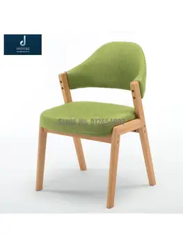 Модерен, лесен за хранене на стол от масивно дърво, скандинавски стол, домашен кът за стол с облегалка, текстилен компютърна маса за почивка