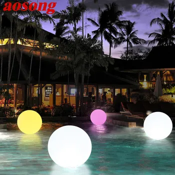 Модерен плаващ топка AOSONG, озеленяване лампа, Творчески лампа за басейна на открито, на led на дистанционното управление, водоустойчива IP65 за градината на хотела