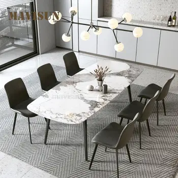 Модерна маса за хранене, дъски за малък апартамент в скандинавски Ясен и лек стил Луксозен Комплект домакински правоъгълни мебели