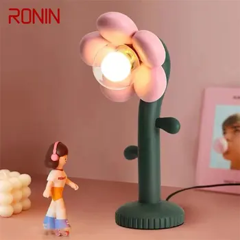 Модерна настолна лампа RONIN с led осветление от творческата смола, нощни лампа за момичета в едно цвете, за дома, хол, детска спалня