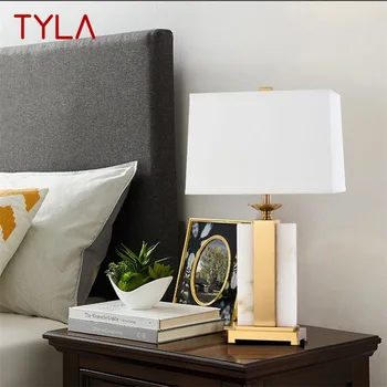 Модерна настолна лампа TYLA с димер 220 и 110 В, на Луксозен мрамор настолна лампа, домашен led лампа за фоайе, дневна, офис, спалня, хотел
