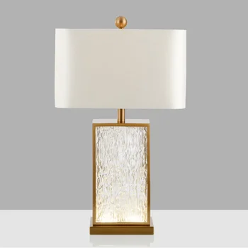 Модерна светла Луксозна стъклена настолна лампа от велпапе стъкло в златна рамка, Модел за хол, стая Декор, Настолна лампа, Американски нощни лампи