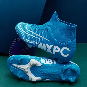 Модерни Сини футболни обувки за мъже и жени, леки футболни маратонки с дълги шипове, мъжки чорапи Дишащи, обувки за футзала Chuteiras Society
