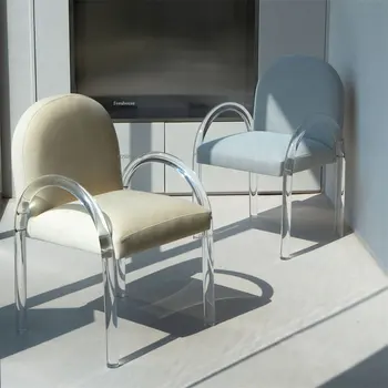 Модерни акрилни трапезни столове за минималистичной кухненски мебели, стол за хранене, Лесен Домакински трапезария стол с творческата облегалка