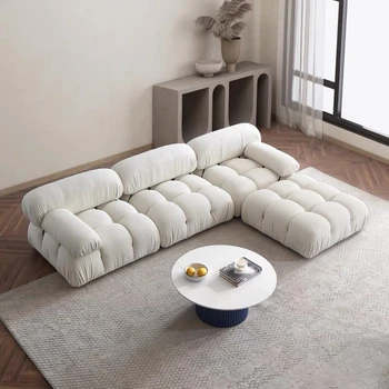 Модерни комбинации от мека мебел, Гъвкави тъкани модули, Ретро диван за дневна в минималистичен стил, Мебели за апартаменти Mueblesa WXHYH