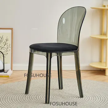 Модерни трапезни столове от акрил пластмаса за ресторанта на мебели, столове за трапезария, с гръб, Прости трапезни столове за почивка, битови трапезни столове