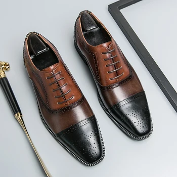 Модната Марка мъжки обувки в Италиански стил, Удобни обувки гумени подметки, Бизнес Офис Мъжки Модельная Кожена Официалната Обувки, обувки Банкетная