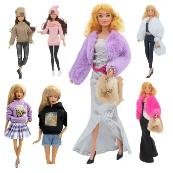 Модни стоп-моушън облекло Kawaii, детски играчки, аксесоари за кукли, Зимно палто, Шапка, Обувки, чанти за Барби, подарък за игри за момичета Направи си сам 