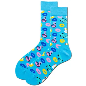Мъжки И Дамски Чорапи с Геометричен Принтом, Индивидуални Чорапи в Уличном Стил, Улични Висококачествени Унисекс Чорапи със Средна Дължина, Чорапи до Глезена