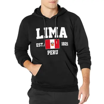 Мъжки И дамски блузи, Peru EST.1821 Lima Capital, пуловер с качулка, hoody в стил хип-хоп, памук, Унисекс