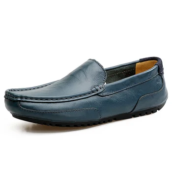 Мъжки Лоферы от висококачествена естествена кожа, Мъжки Ежедневни обувки, Мокасини Без шнур, Мъжки обувки на равна подметка, Модни мъжки обувки, Мъжки обувки За шофиране, Размер 38-44