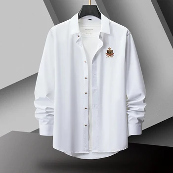 Мъжки ежедневни риза с дълъг ръкав, корейски тенденции, модни риза с яка, копчета, бизнес ризи, панталони дизайнерски ризи