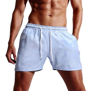Мъжки плажни шорти с завязками; Летни панталонки с еластична талия; Топене с компрессионной подплата; Камуфляжные Популярните плажни шорти
