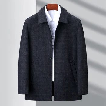 Мъжки яке, пролетно-есенни нови сака с ревери, за бизнесмени, вълна палто за татко
