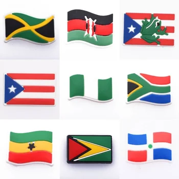 Най-добрата продажба на 1 Бр. Бижута за обувки от PVC Национален Флаг Окачване за обувки Croc Аксесоари за страни на Африка, Нигерия, Южна Африка, Куба, Мексико