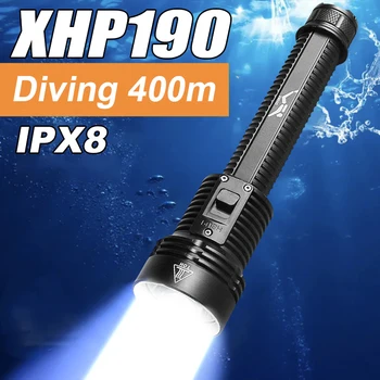 Най-новият Стил XHP190 LED Професионални Фенери За Гмуркане със Супер Ярък Нощно Осветление, Факел За Гмуркане, Водоустойчива Лампа-Амфибия