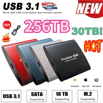 Напълно Нов 64-TB SSD Високоскоростен твърд диск за Преносими външни твърди дискове на USB 3.1 Type-C SSD Интерфейс 2 TB за масово съхранение