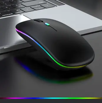 Нов Стил 2.4ghz + Bluetooth-съвместима мишка Безжична мишка USB Акумулаторна с RGB Ергономична геймърска подсветка на Мишката, за КОМПЮТЪР