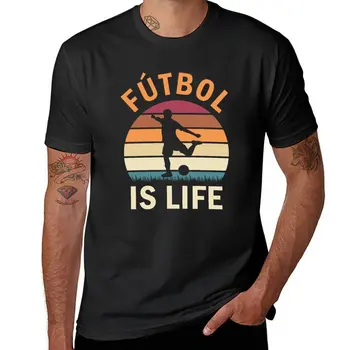 Нов Футбол-това е животът, футбол и любител на футбола, Реколта тениска на залез слънце в ретро стил, тениски оверсайз, мъжки дрехи