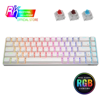 Нова Безжична RK68 (RK855) RGB 65% Компактна механична клавиатура, 68 клавиши, 60% Bluetooth с възможност за 