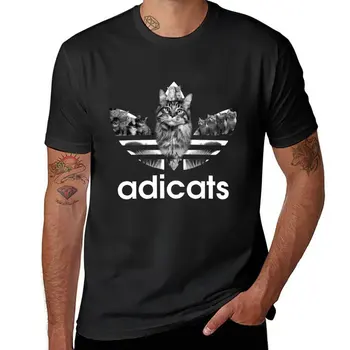 Нова тениска Adicats Котка, красиви върхове, корейската мода реколта дрехи, ризи, тениски оверсайз за мъже